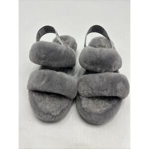 UGG Oh Yeah Fluffy Slide Sandal Slippers Grey Women’s Size 8
